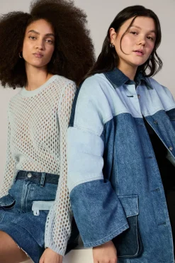 DENIM PATCHWORK MINI SKIRT