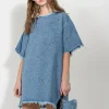 DENIM STUDDED CLASSIC T-SHIRT DRESS