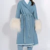 DRESSING GOWN COAT WITH SHEARLING CUFFS