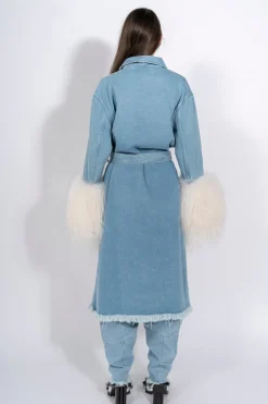 DRESSING GOWN COAT WITH SHEARLING CUFFS