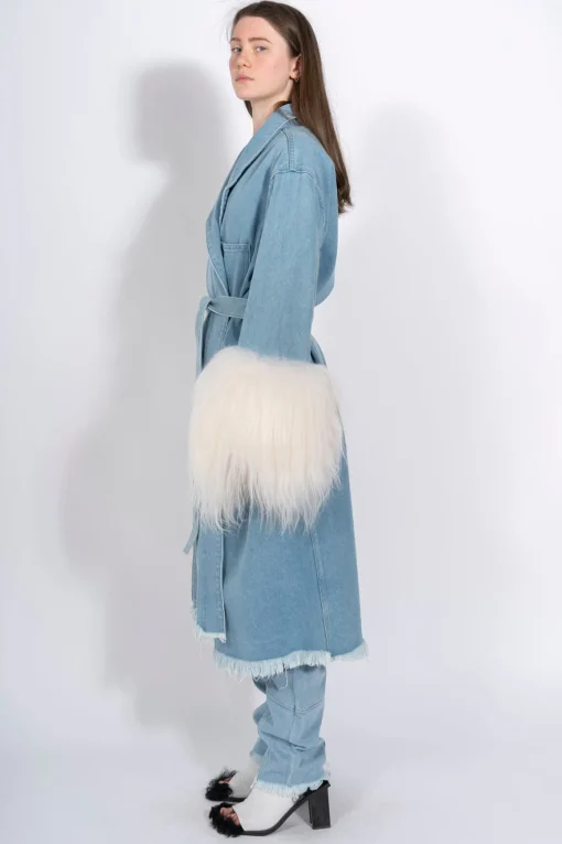 DRESSING GOWN COAT WITH SHEARLING CUFFS
