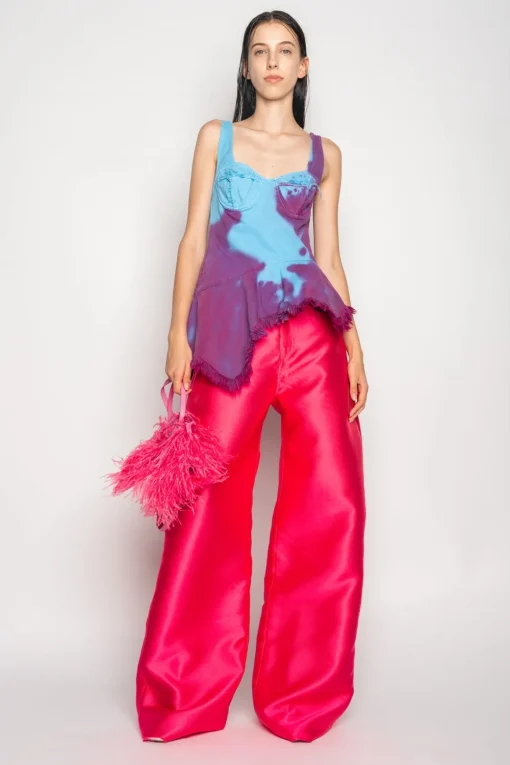 DRILL TIE DYE PEPLUM CORSET TOP