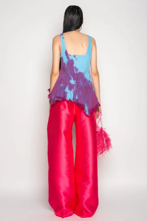 DRILL TIE DYE PEPLUM CORSET TOP