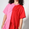 DUO COLOUR GATHERED JERSEY T-SHIRT DRESS