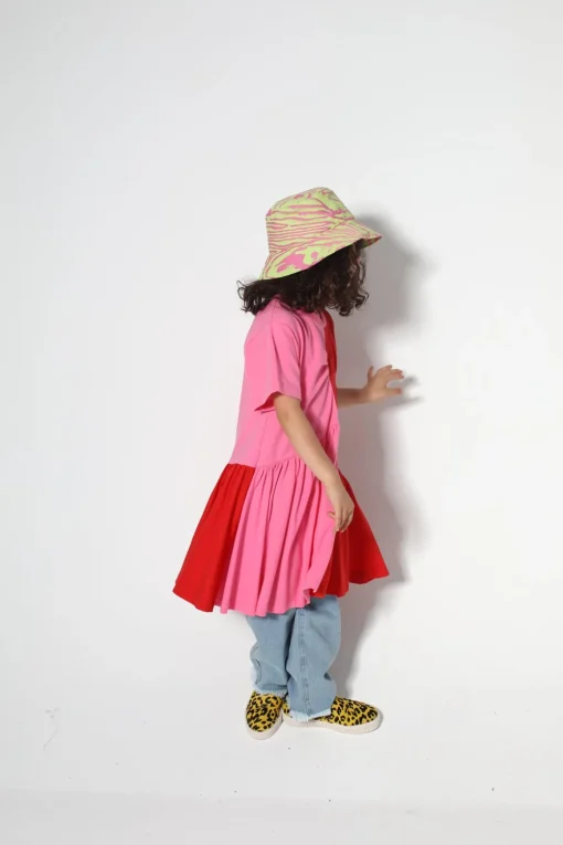 DUO COLOUR GATHERED JERSEY T-SHIRT DRESS