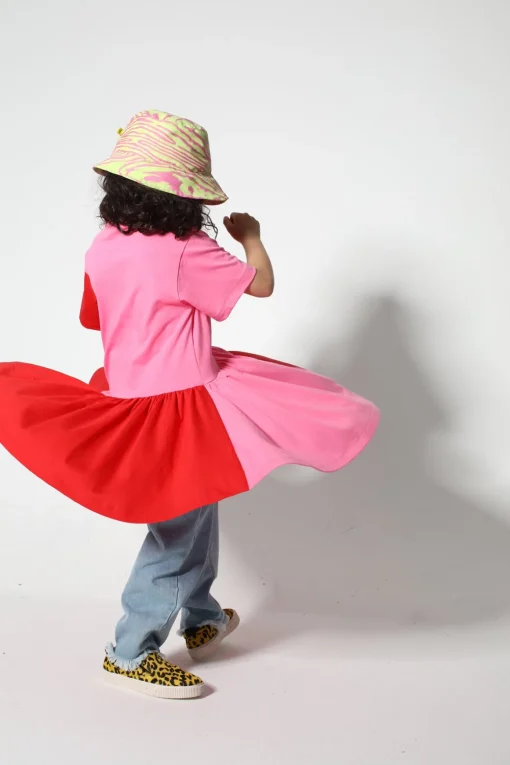DUO COLOUR GATHERED JERSEY T-SHIRT DRESS