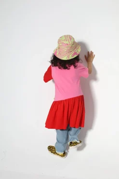 DUO COLOUR GATHERED JERSEY T-SHIRT DRESS