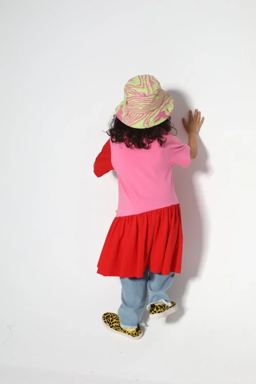 DUO COLOUR GATHERED JERSEY T-SHIRT DRESS