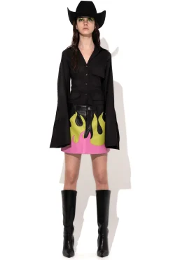 FLAMES LEATHER MINI SKIRT
