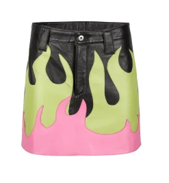 FLAMES LEATHER MINI SKIRT