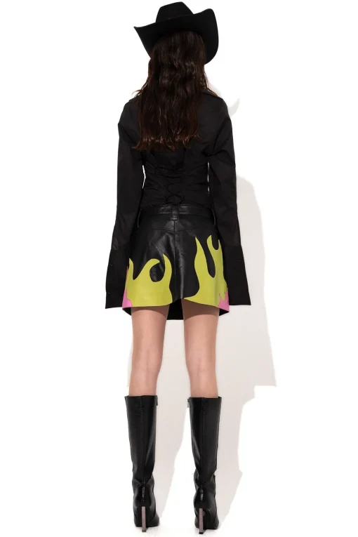 FLAMES LEATHER MINI SKIRT