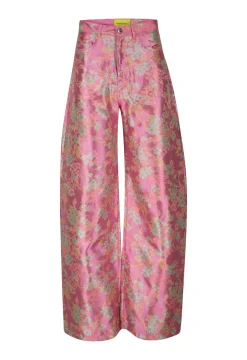 FLOWER BROCADE BOYFRIEND TROUSERS