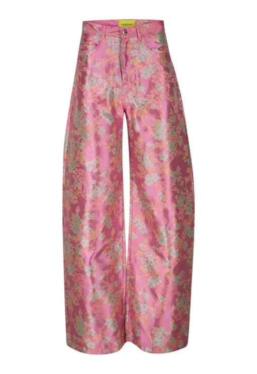 FLOWER BROCADE BOYFRIEND TROUSERS