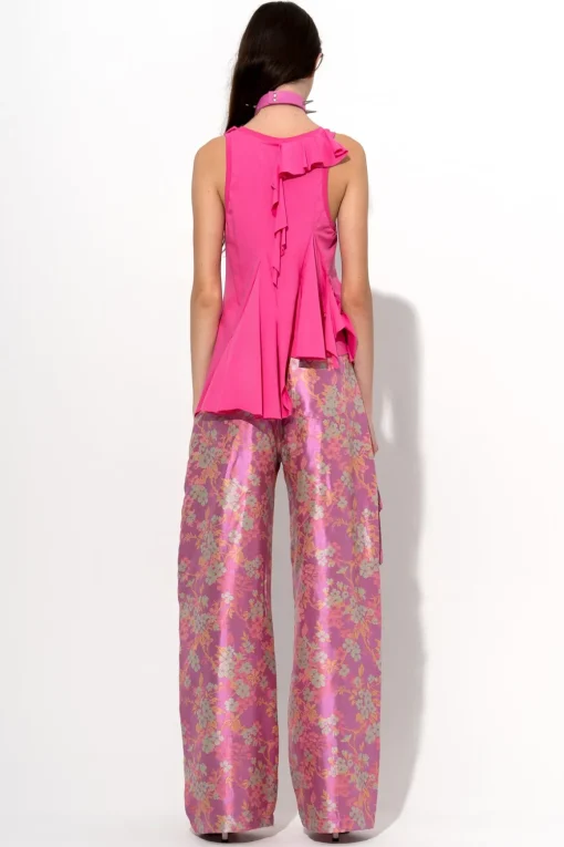 FLOWER BROCADE BOYFRIEND TROUSERS