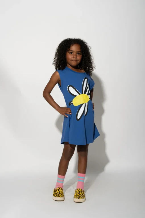 FLOWER PRINT NAVY T-SHIRT DRESS