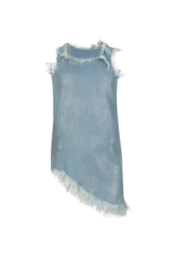 FOIL DENIM SLEEVELESS DRESS