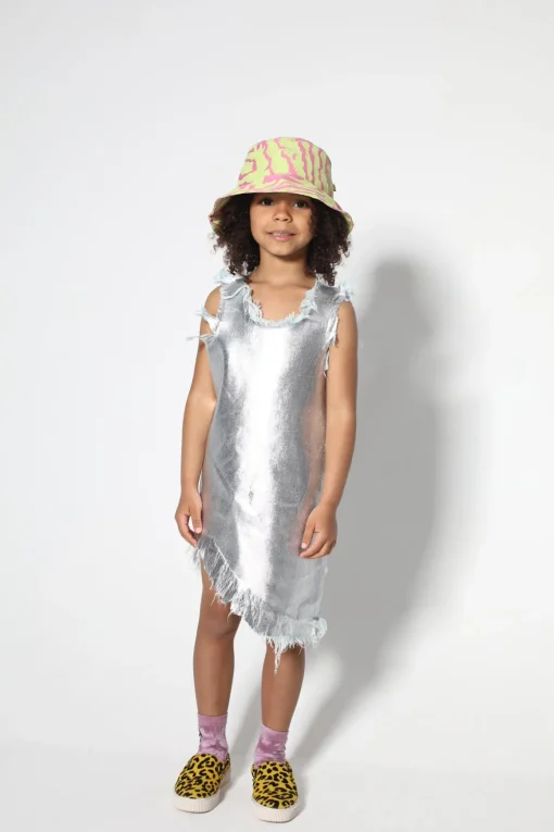FOIL DENIM SLEEVELESS DRESS