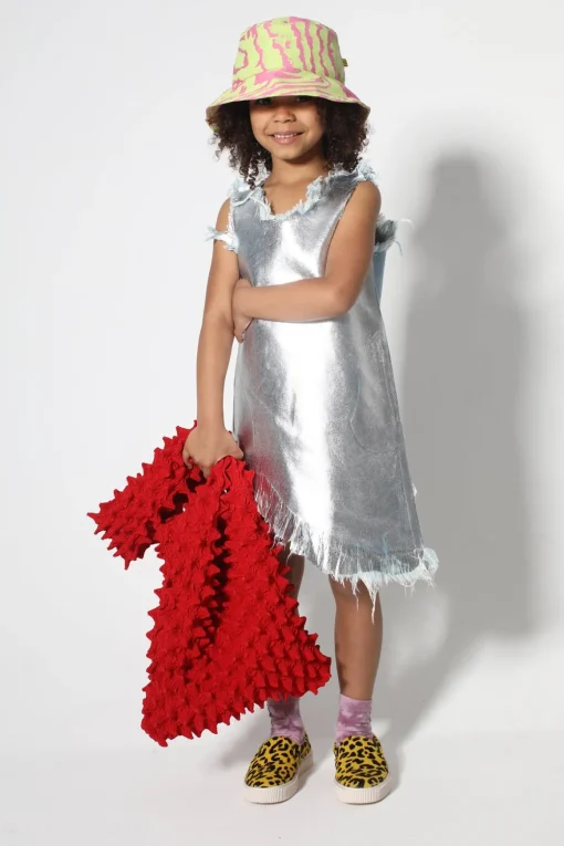 FOIL DENIM SLEEVELESS DRESS