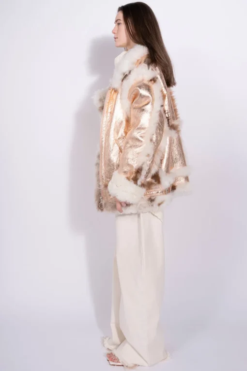 FOILED SHEARLING OVERSIZED JACKET