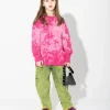 FUSCHIA AND LIGHT PINK SPLATTERED FLEECE CREW NECK