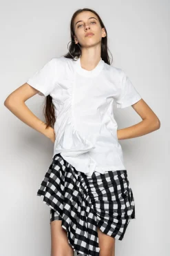 GATHERED T-SHIRT IN WHITE