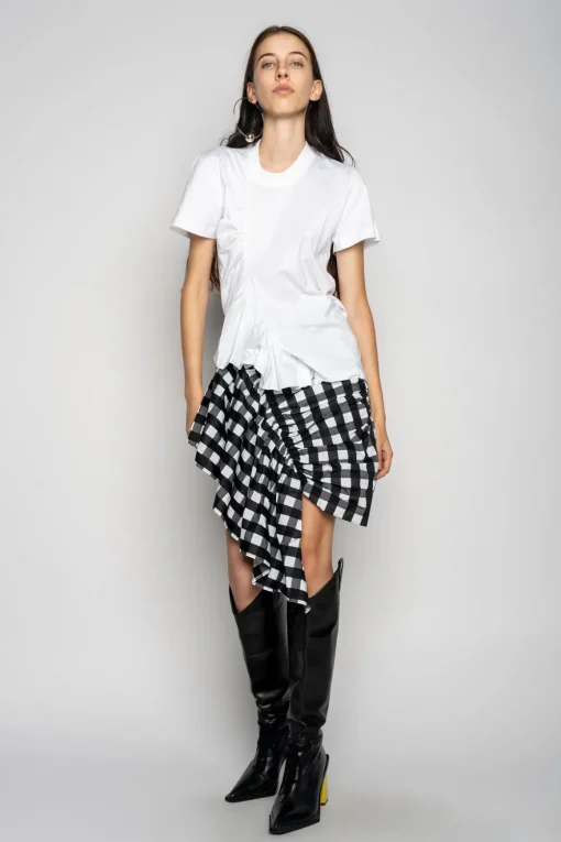 GATHERED T-SHIRT IN WHITE