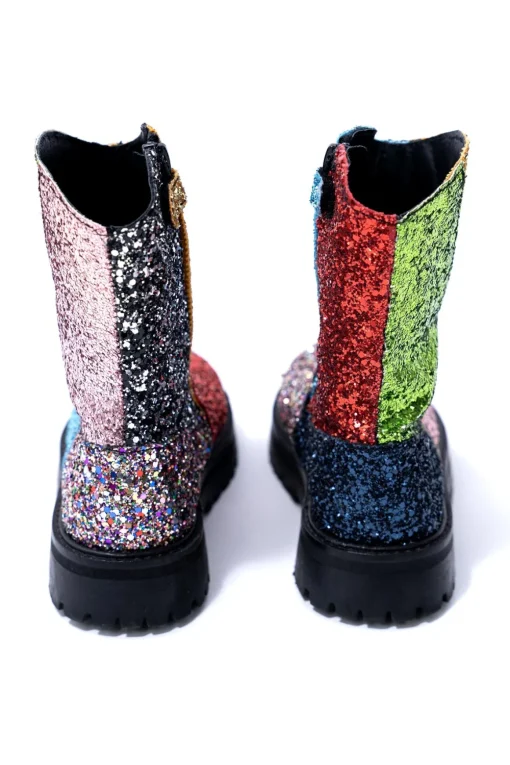 GLITTER LEATHER ANKLE BOOTS