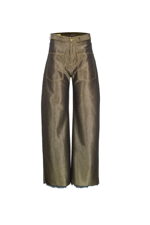 GOLD DENIM PATCH POCKET BOYFRIEND JEANS