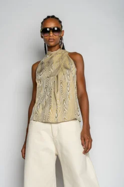 GOLD DRAPED BLOUSE