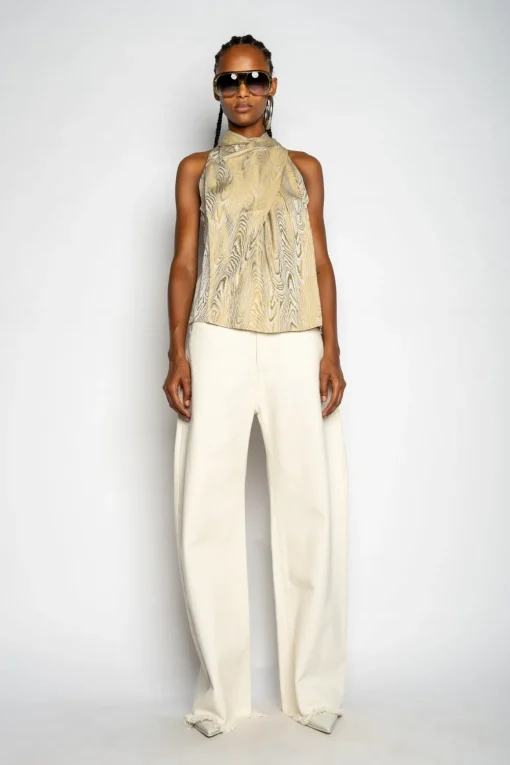 GOLD DRAPED BLOUSE