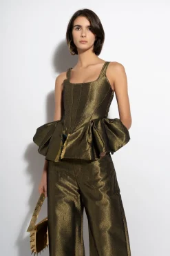 GOLD LUREX FITTED CORSET