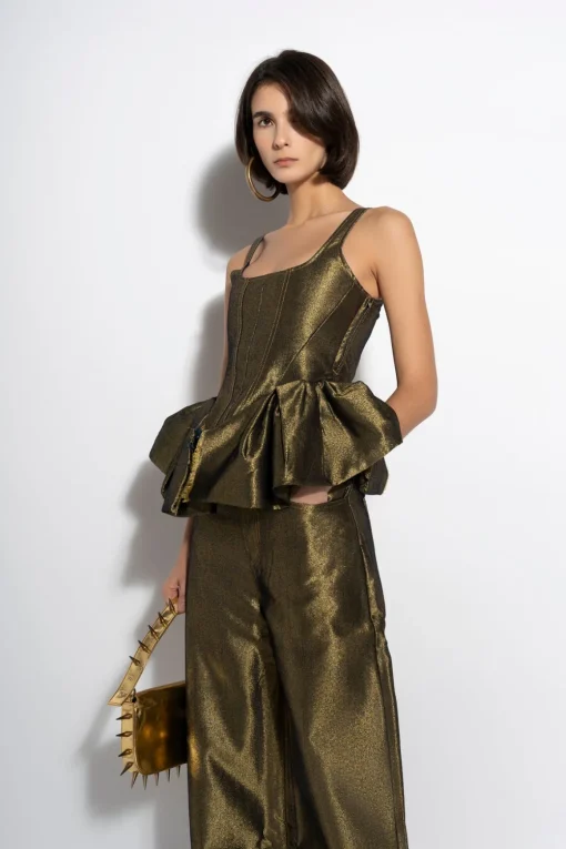 GOLD LUREX FITTED CORSET