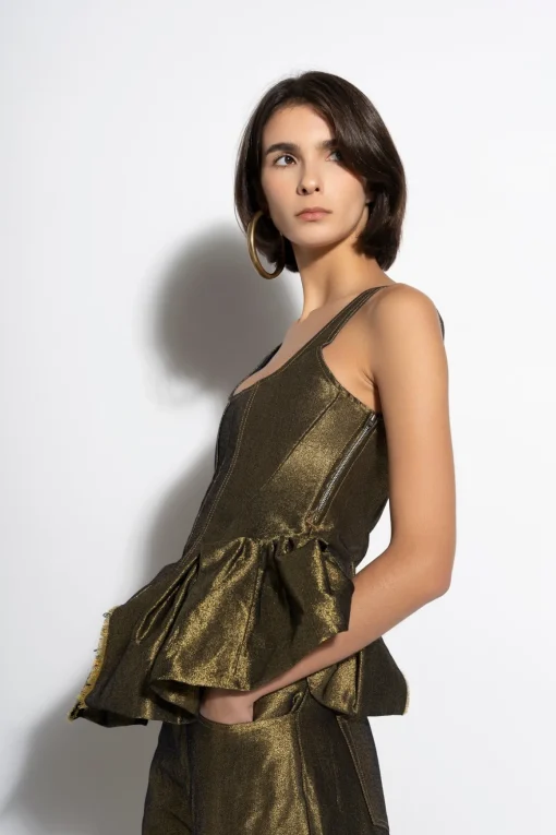 GOLD LUREX FITTED CORSET