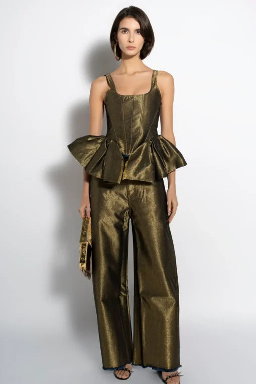 GOLD LUREX FITTED CORSET