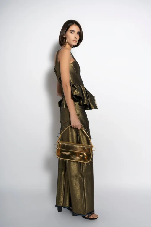 GOLD LUREX FITTED CORSET