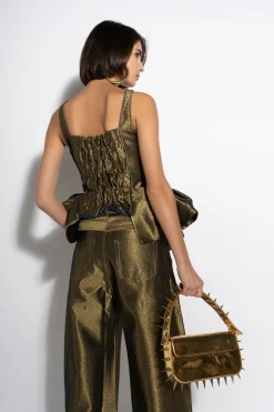 GOLD LUREX FITTED CORSET
