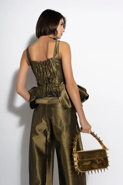 GOLD LUREX FITTED CORSET