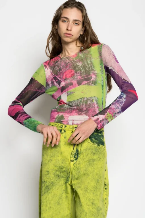 GRAFFITI PRINT MESH TOP