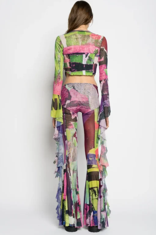 GRAFFITI PRINT MESH TROUSERS