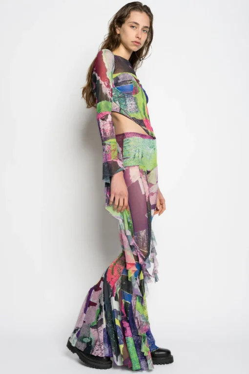GRAFFITI PRINT MESH TROUSERS