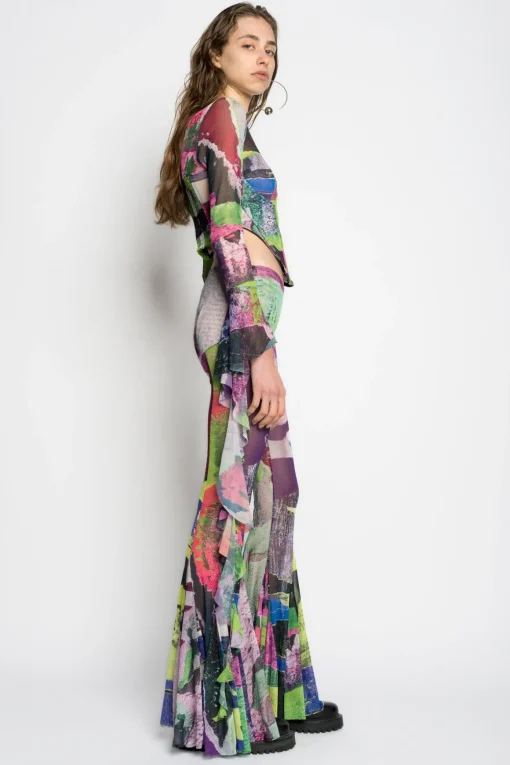 GRAFFITI PRINT MESH TROUSERS
