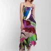 GRAFFITI PRINT STRAP DRESS WITH PEPLUM