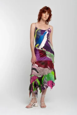 GRAFFITI PRINT STRAP DRESS WITH PEPLUM