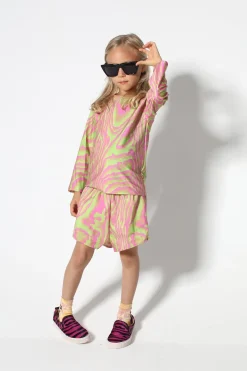 GREEN AND PINK SWIMWEAR LONG SLEEVE TOP