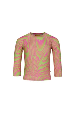 GREEN AND PINK SWIMWEAR LONG SLEEVE TOP