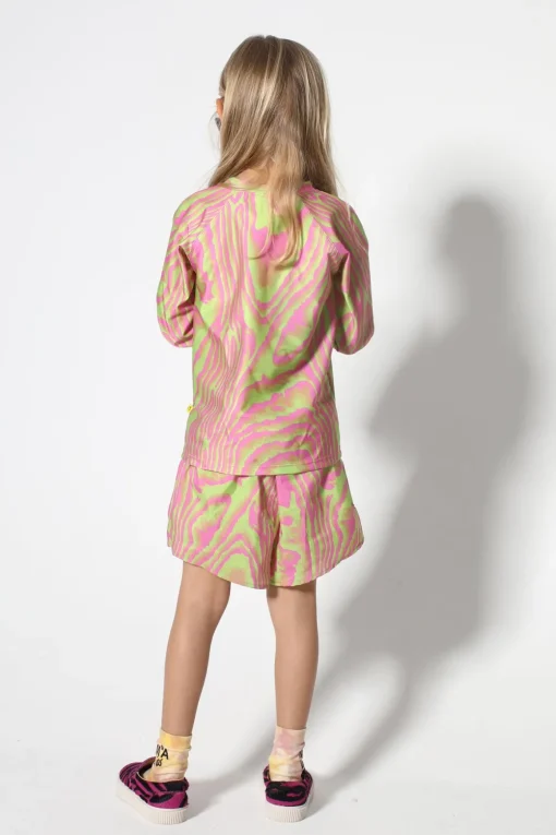 GREEN AND PINK SWIMWEAR LONG SLEEVE TOP
