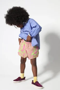 GREEN AND PINK SWIMWEAR LOOSE SHORTS