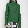 GREEN DRAPED JUMPER IN MERINO KNIT