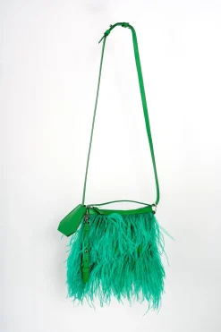 GREEN FEATHER BAG