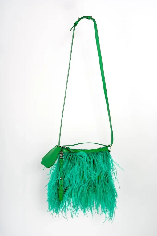 GREEN FEATHER BAG